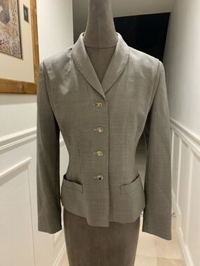 Escada Women's Tailored Houndstooth Blazer Jacket - Gray Size 36